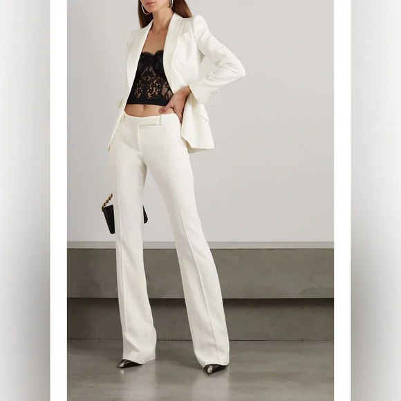 NWT Alexander MCQUEEN Crepe Ivory bootcut pants Size 44 (US8) - Picture 2 of 12